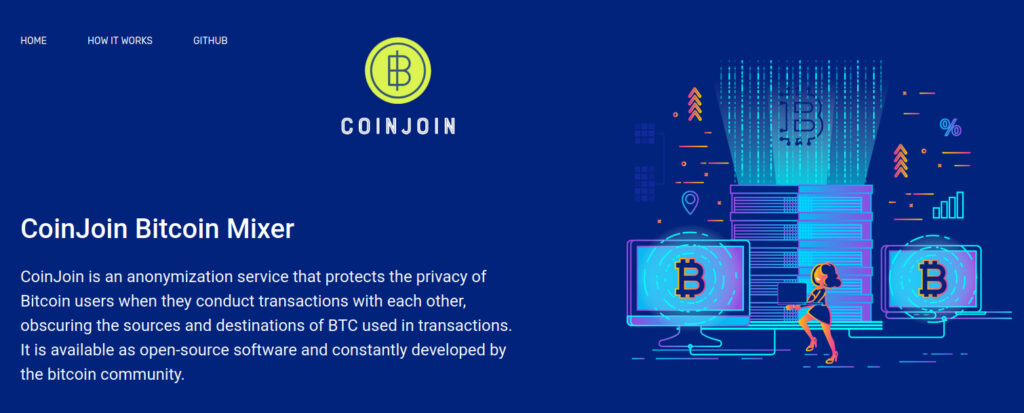 CoinJoin Bitcoin privacy protocol ensuring transaction anonymity through coin mixing