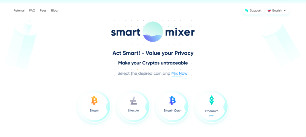 SmartMixer cryptocurrency mixer ensuring anonymity and secure Bitcoin transactions.